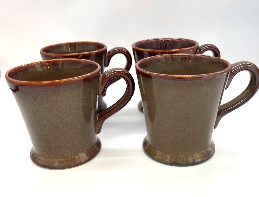 JC Penney China Variations Granite Brown Set of 4 Coffee Mugs 4"